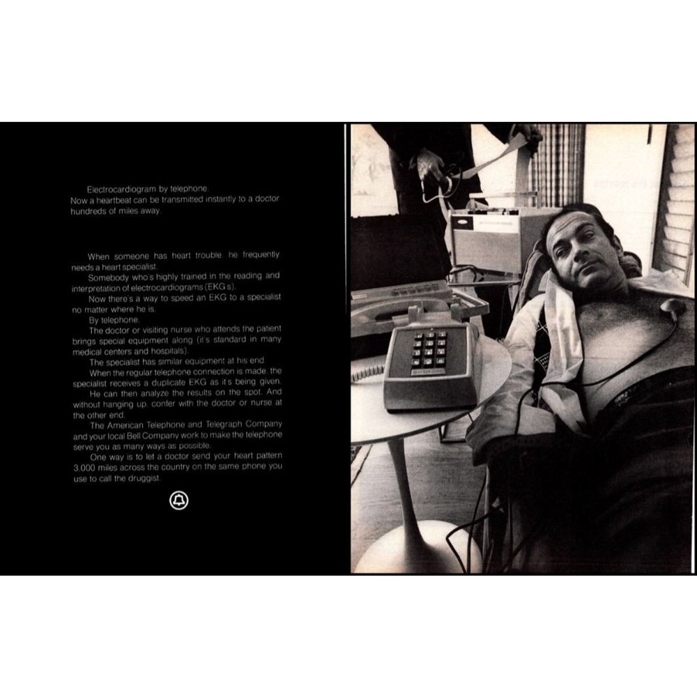1971 Bell American Telephone Company 2 Page Vintage Print Ad Telemedicine Art